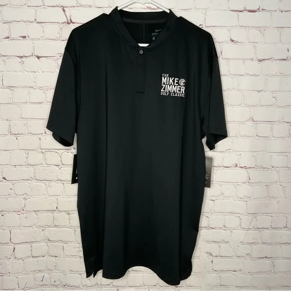 $85 NEW Nike Dri-Fit The Mike Zimmer Mock Neck Golf Polo Shirt‎ Black Size L
